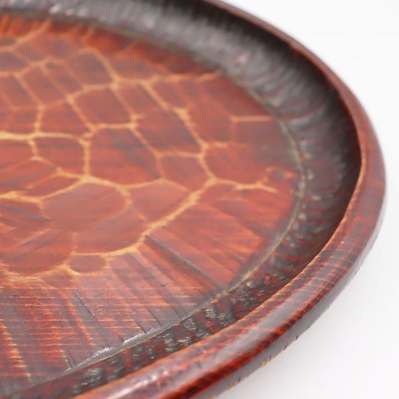 アンティーク 讃岐盆 手彫り楕円形 木製トレー 大正時代の民芸品