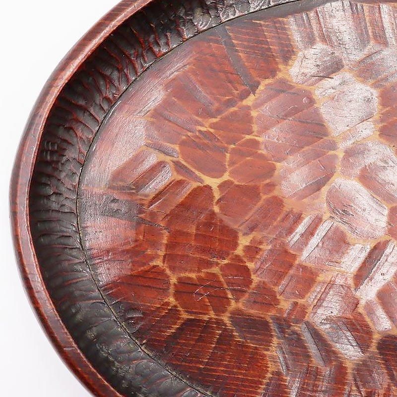 アンティーク 讃岐盆 手彫り楕円形 木製トレー 大正時代の民芸品