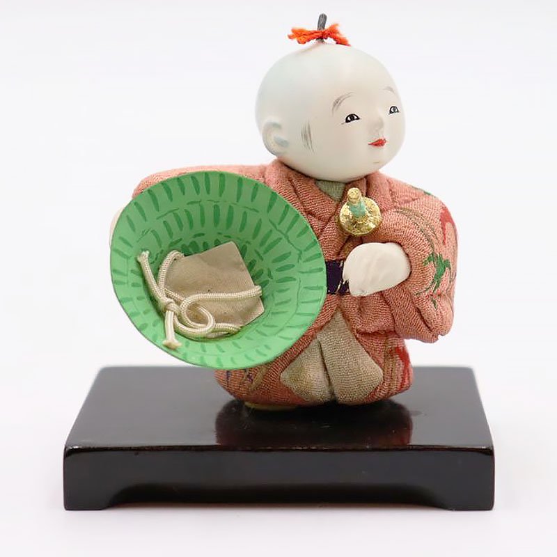 大木平蔵 丸平 木目込 人形 ちりめん着物 置物 飾り 日本製 アンティーク ヴィンテージ かわいい 小ぶり（笠もち童子）の画像
