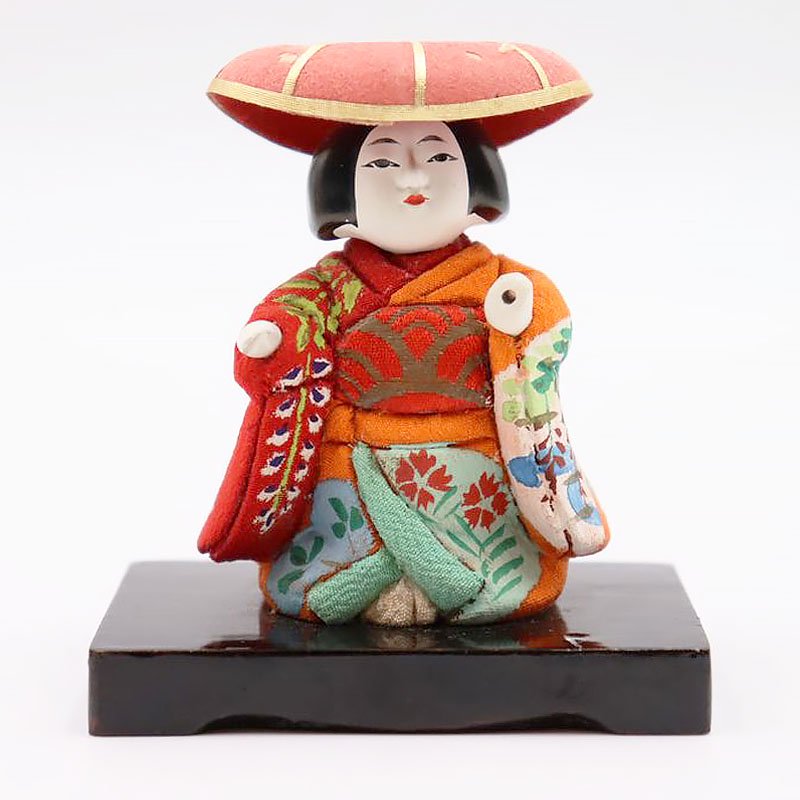 大木平蔵 丸平 木目込 人形 ちりめん着物 置物 飾り 日本製 アンティーク ヴィンテージ かわいい 小ぶり（藤娘）の画像