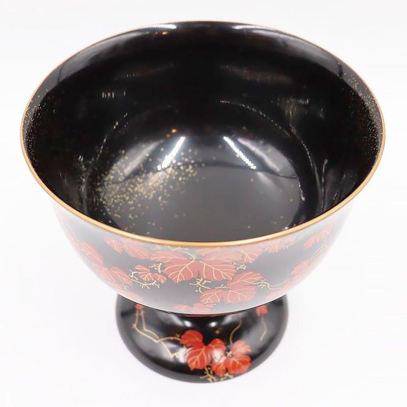 アンティーク 黒塗り 蒔絵入り 盃洗 大正時代の酒器