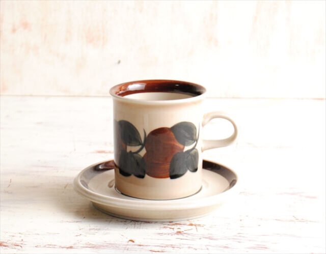 ARABIA アラビア Ruija コーヒーカップ＆ソーサー ルイージャ 北欧食器 フィンランド 陶器 北欧 ヴィンテージ アンティーク_221209の画像