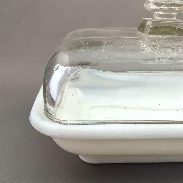 大正時代の繊細なガラスバターケース