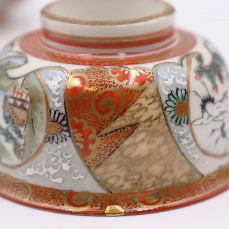 金継ぎ】手描き 細字 細密 加賀九谷焼 赤絵 茶器セット 煎茶 金継ぎ】手描き 細字 細密 加賀九谷焼 赤絵 茶器セット 煎茶