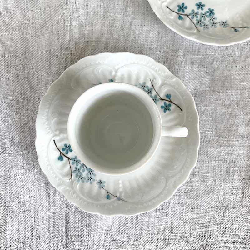 リモージュ くすみブルーの小花 枝物 カップソーサー Limoges リモージュ くすみブルーの小花 枝物 カップソーサー Limoges
