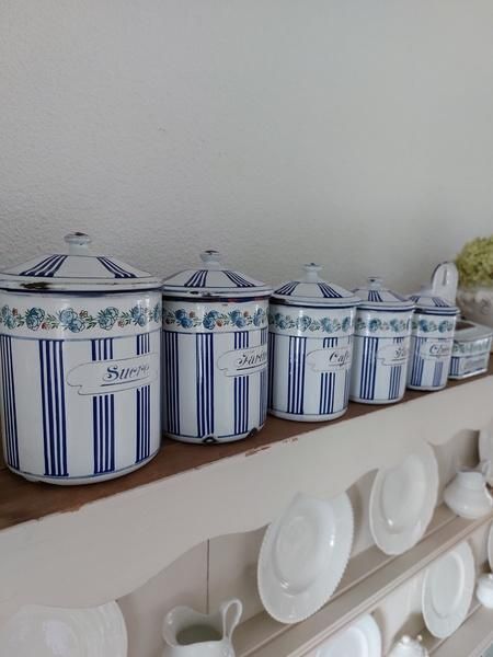 ミニチュア　BB社ローズガーランド風　ブルーストライプ　フランスアンティーク ミニチュア BB社ローズガーランド風 ブルーストライプ フランス