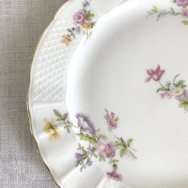 Limoges ベルナルド 金縁 優しい花柄のケーキ皿 12twba5