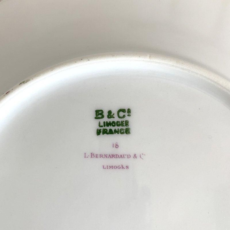 Limoges ベルナルド 金縁 優しい花柄のケーキ皿 12twba5