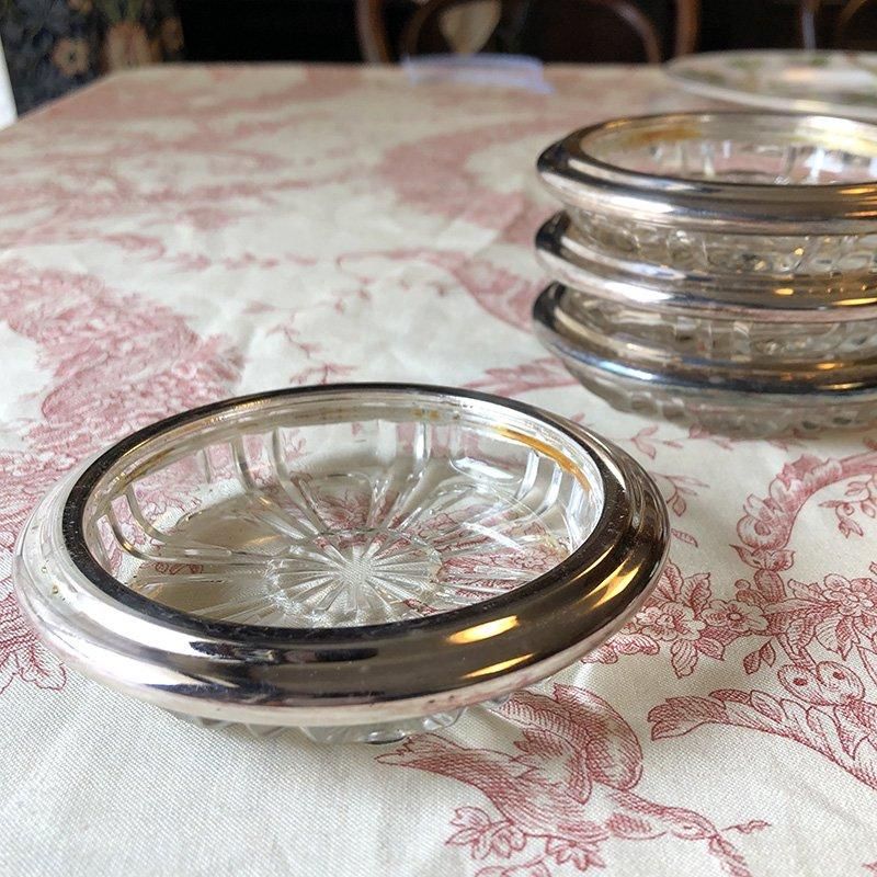 爽やかな透明感シルバーガラスのコースター