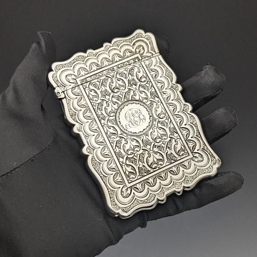1870年 英国アンティーク 純銀カードケース 60g Frederick 1870年 英国アンティーク 純銀カードケース 60g Frederick