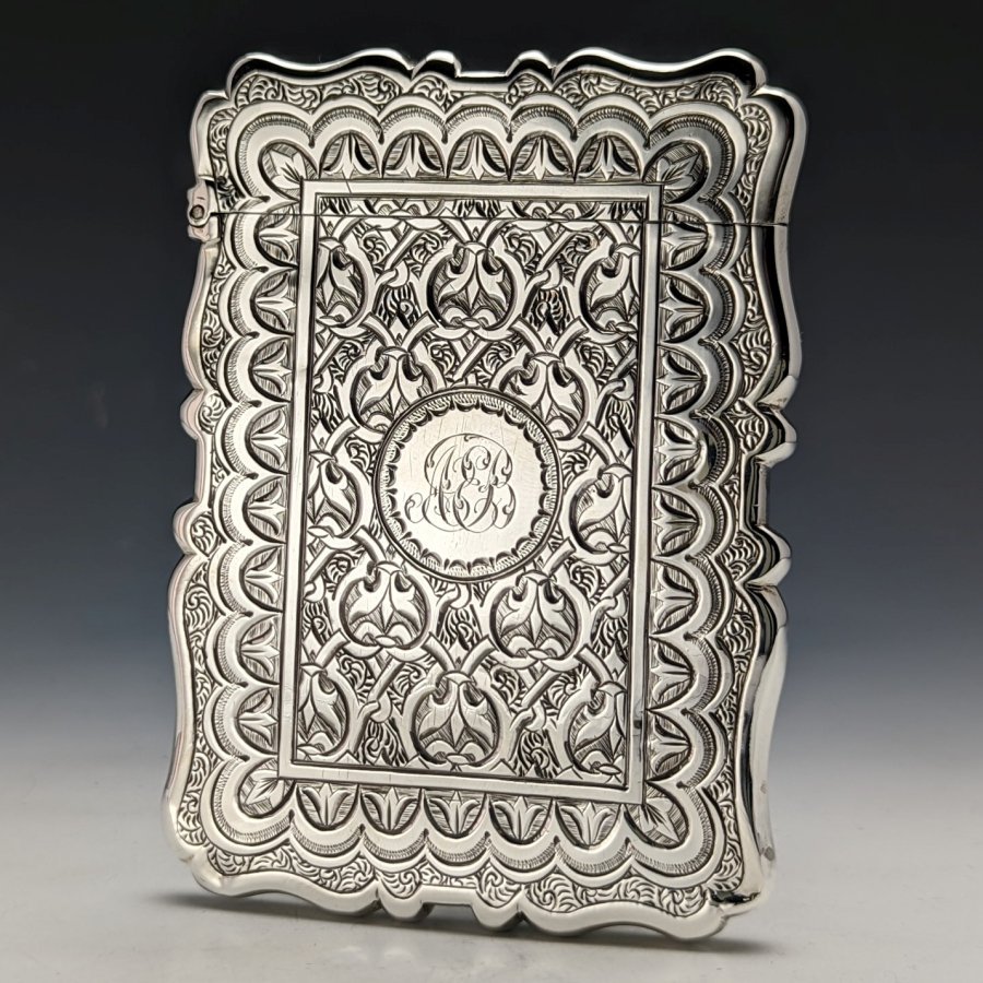 1870年 英国アンティーク 純銀カードケース 60g Frederick Marsonの画像