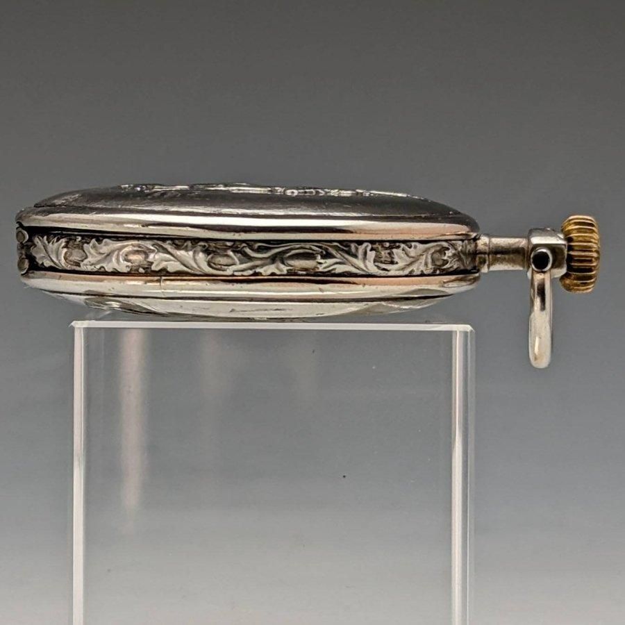1925年頃 ヴィンテージ ロンジン 懐中時計 馬彫刻 銀側ハンター 1925年頃 ヴィンテージ ロンジン 懐中時計 馬彫刻 銀側ハンター