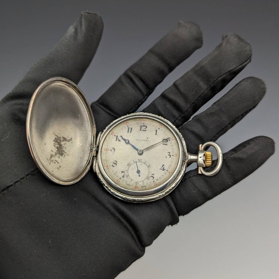 R.Schmid製　銀無垢　シルバー　ハンターケース　懐中時計