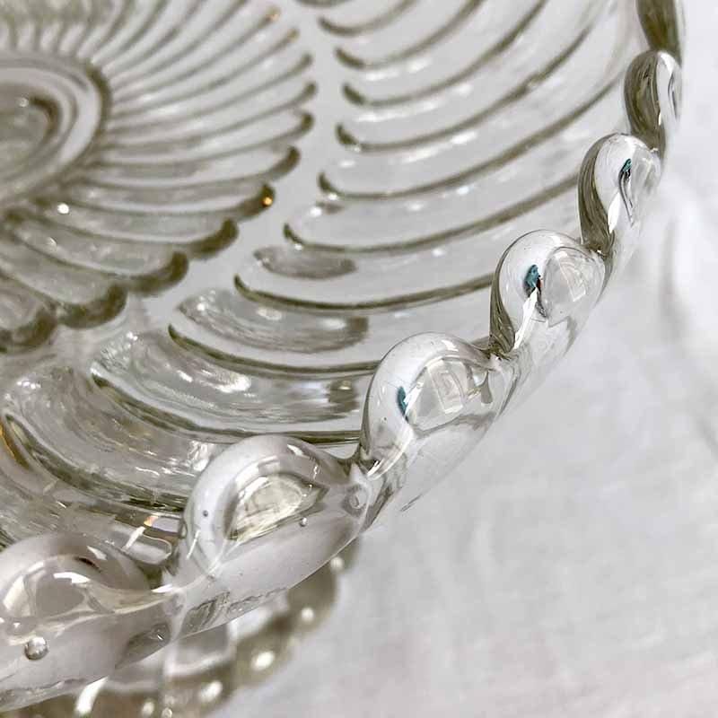 アンティーク螺旋模様ガラスケーキスタンド