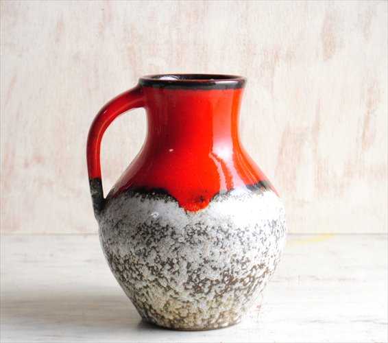 西ドイツ製 ヴィンテージ U KERAMIK 陶器の花瓶 Fat lava 花器 一輪挿し ミッドセンチュリー期 フラワーベース アンティーク_230104の画像