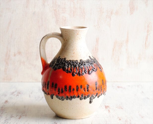 西ドイツ製 ヴィンテージ Bay Keramik 陶器の花瓶 Fat Lava 花器 一輪挿し ミッドセンチュリー期 フラワーベース アンティーク_230105の画像