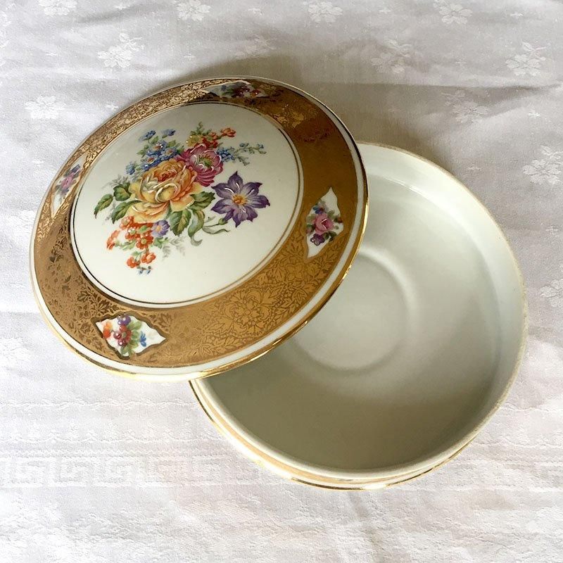 フランス製リモージュ金彩花束ボンボニエール