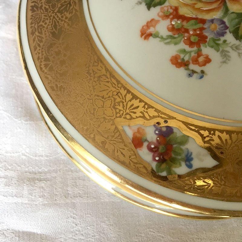 フランス製リモージュ金彩花束ボンボニエール