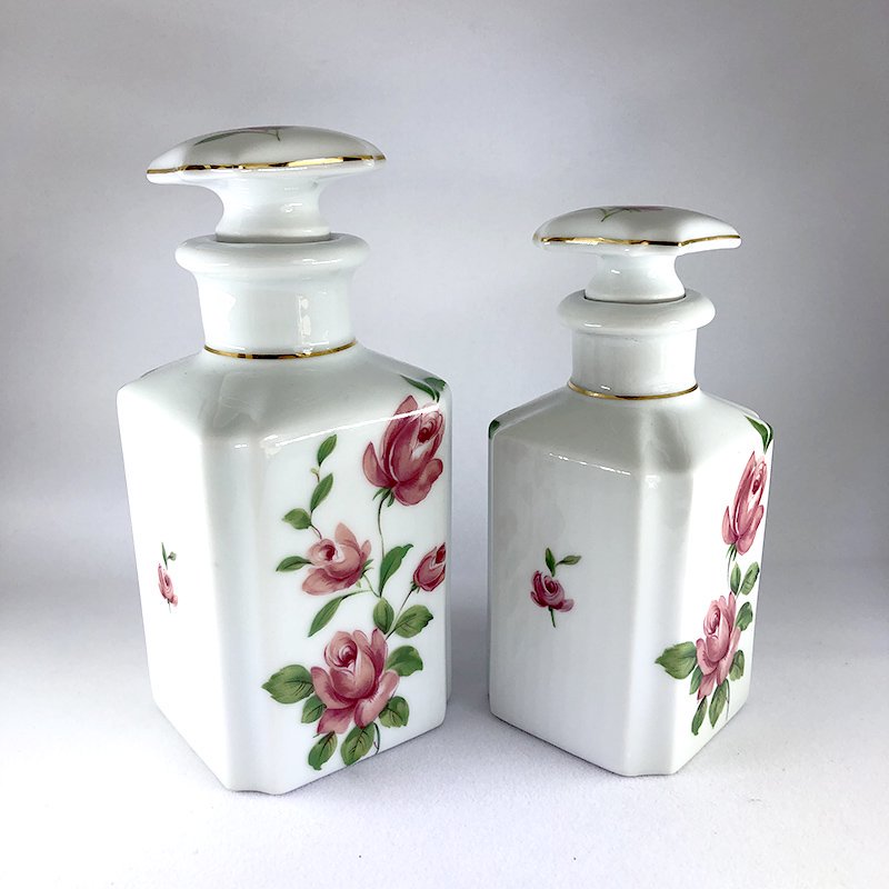 リモージュ 陶器蓋つき瓶 薔薇香水瓶（大小バラ売） Limoges 12otav24 