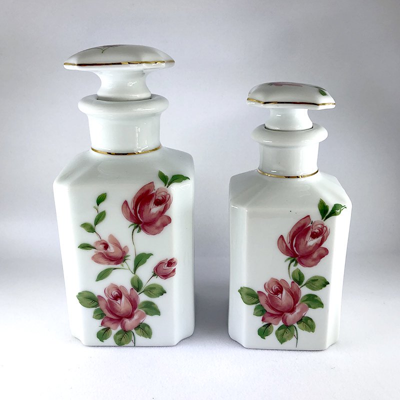 リモージュ　陶器蓋つき瓶　薔薇香水瓶（大小バラ売） Limoges
12otav24の画像