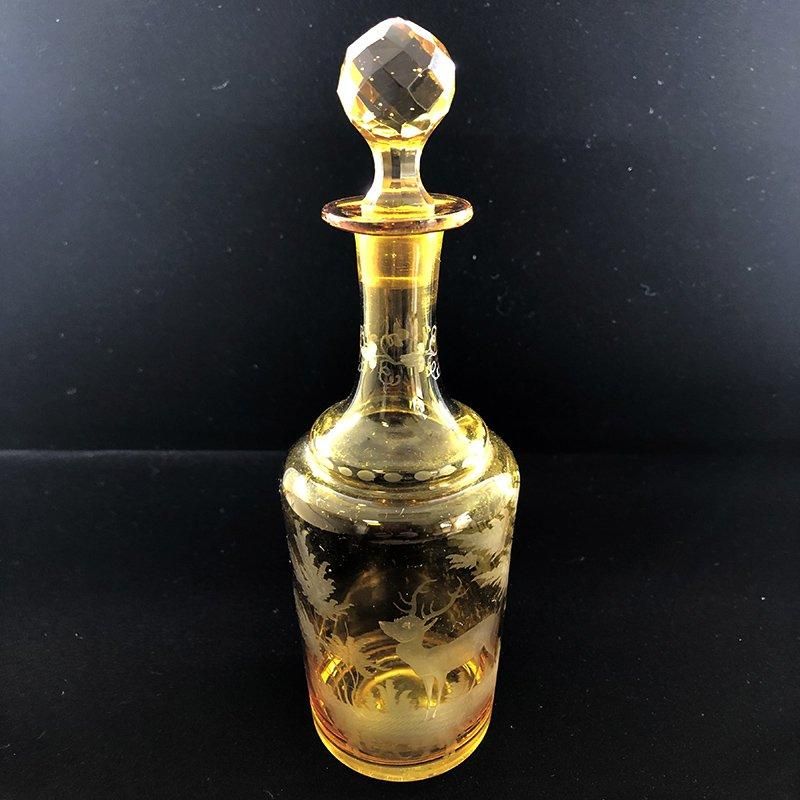 ハンドメイド ガラス製 四角形皿 アンバー銅入り