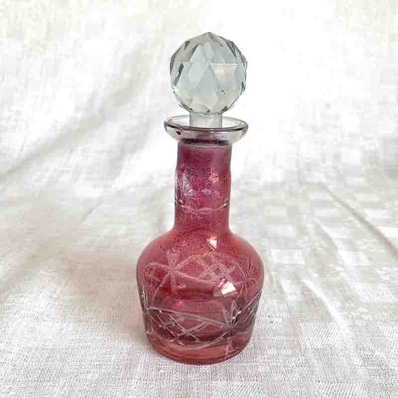 香水瓶　蓋つき　色ガラス　フランス
12otcm8の画像