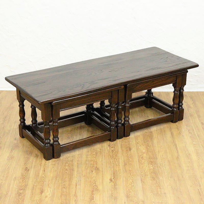希少 ローネストテーブル アンティーク オーク材 センターテーブル ソファテーブル スタッキングの画像