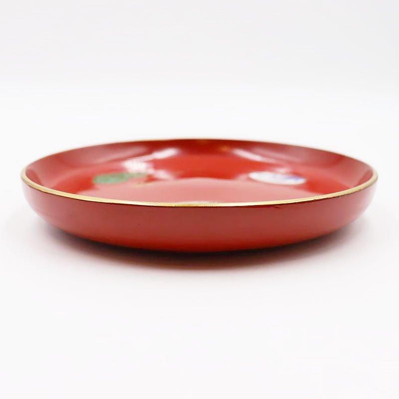 【激安通販 オンラインショップ】 希少 珍品 図変わり 朱塗り 陶磁器 埋め込み 木皿 菓子皿 食器