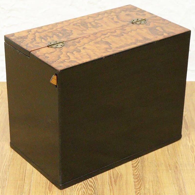 木製針箱　アンティーク　引き出し内部桐材　蓋がすこし浮いています。 お針箱 お裁縫箱 薬箱 小引出し 日本の道具 古民具 和骨董 生活