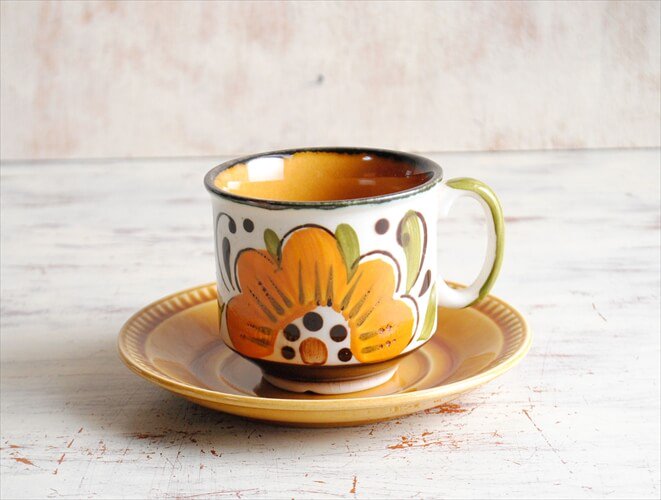 訳あり ベルギー製 BOCH ボッホ PARADISO コーヒーカップ&ソーサー パラディソ 磁器 陶器 アンティーク ヴィンテージ 食器_230123の画像