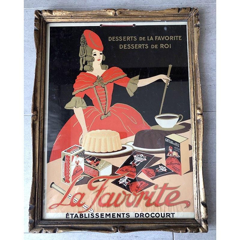 ヴィンテージお菓子メーカーのポスター La Favorite（木製額入り