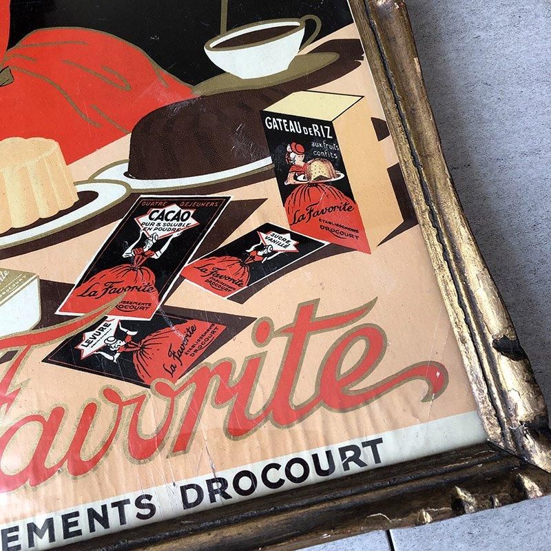 ヴィンテージお菓子メーカーのポスター La Favorite（木製額入り