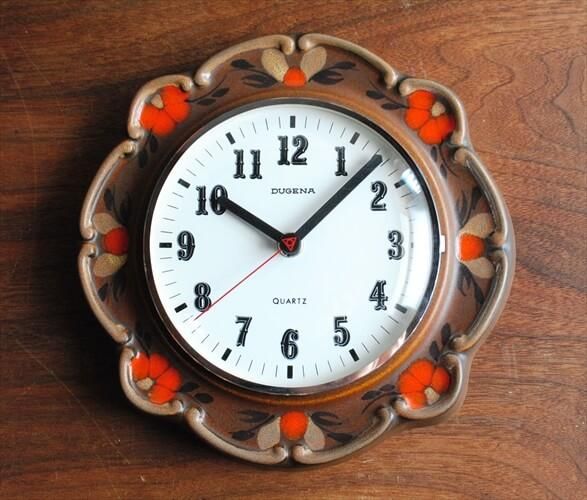 壁掛け 陶器 時計 ヴィンテージ ドイツ Dugena