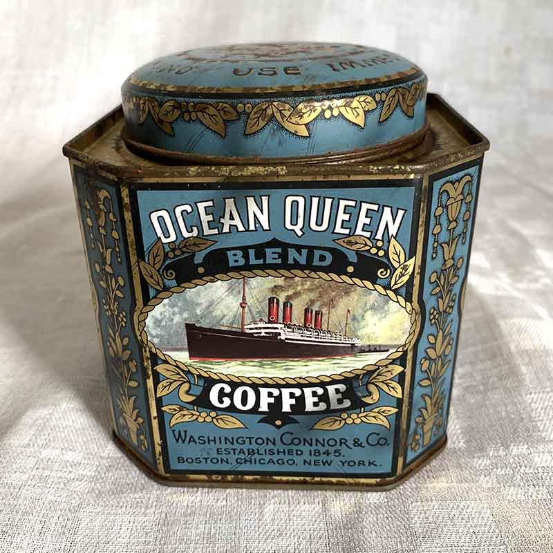 TIN缶 英国 OCEAN QUEEN COFFEE コーヒー缶 12OTcm3 - 骨董