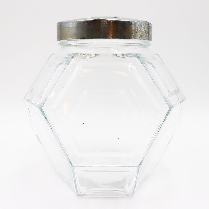 昭和レトロな   珍しい・六角形★駄菓子屋瓶 お菓子瓶★ガラス瓶