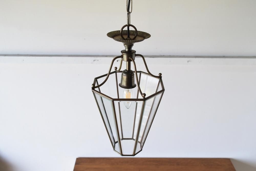 アンティーク フランス製 1930年代 ガラスランタン 1灯式