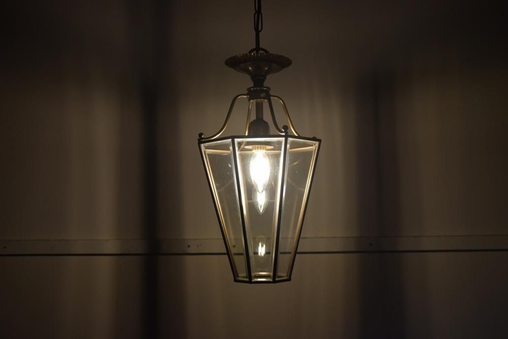 アンティーク フランス製 1930年代 ガラスランタン 1灯式