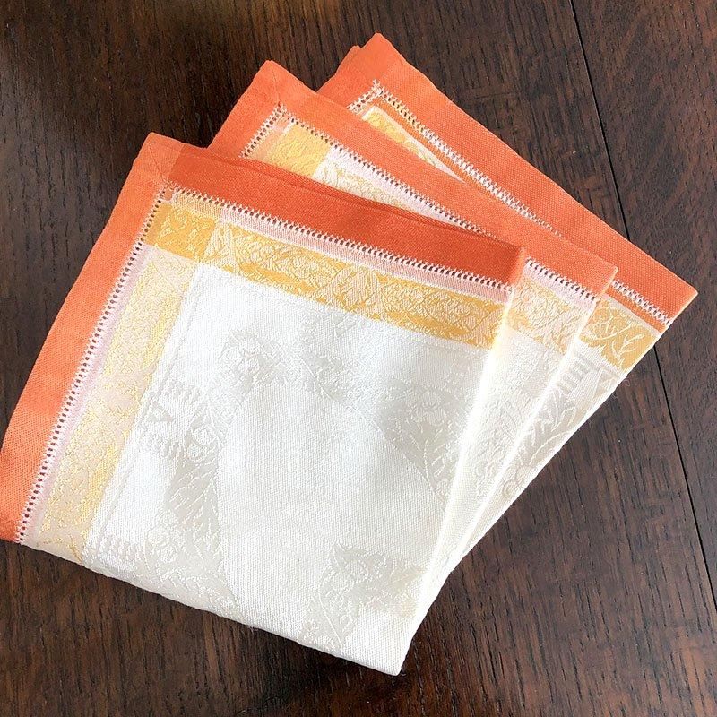 リネンテーブルナプキン6枚　ドロンワーク刺繍フランス製 リネンテーブルナプキン6枚ドロンワーク刺繍フランス製