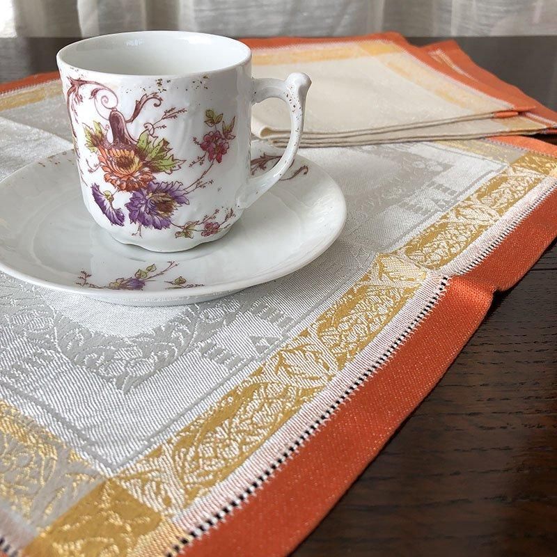 リネンテーブルナプキン6枚　ドロンワーク刺繍フランス製 リネンテーブルナプキン6枚ドロンワーク刺繍フランス製