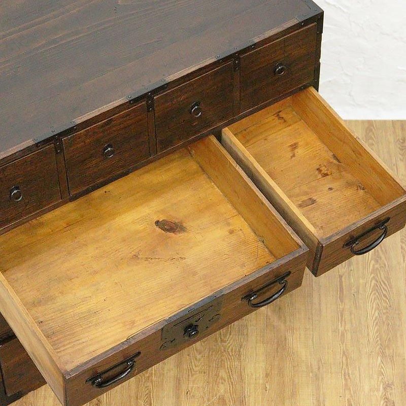閂（かんぬき）付き 小物箪笥 和家具 時代金具 アンティーク