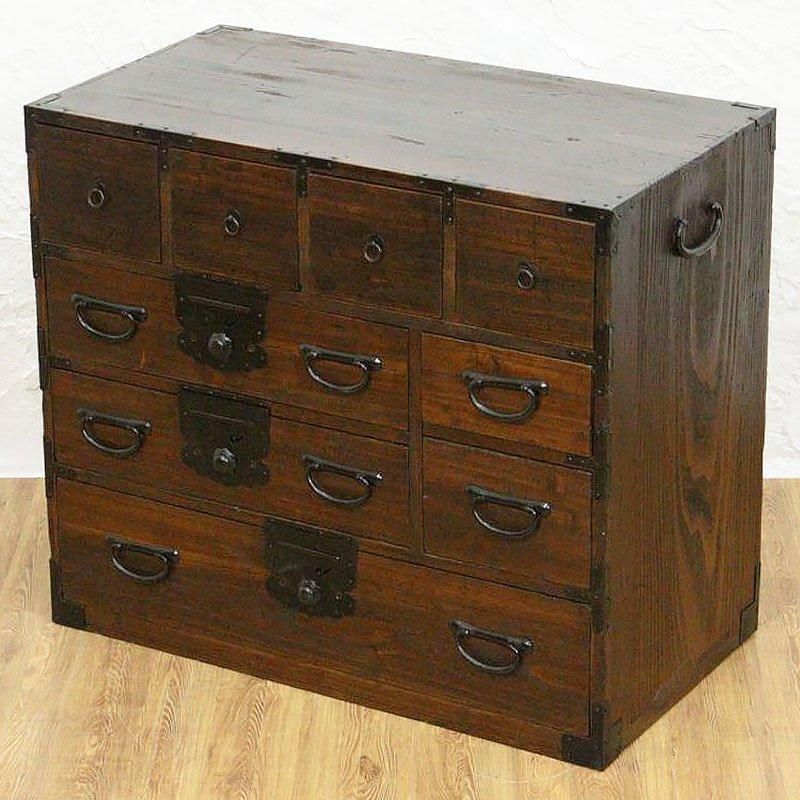 小箪笥 小物箪笥 和家具 時代金具 蕨手金具 アンティーク 明治