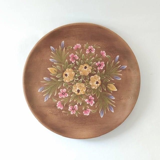 ヴィンテージ 木皿 花 ペイント スイス ヨーロッパ アンティーク ヴィンテージ 木皿 花 ペイント スイス ヨーロッパ アンティーク