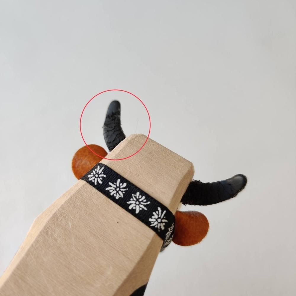 ヴィンテージ 木製 牛 オブジェ 黒ぶち 正面 Trauffer スイス ヴィンテージ 木製 牛 オブジェ 黒ぶち 正面 Trauffer スイス