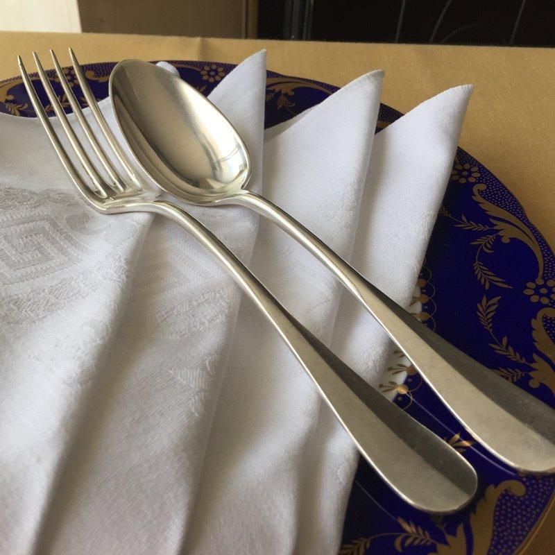 【フランス／Boulenger】純銀 純銀製／フォーク＆スプーン「アザミ」 フランス／Boulenger】純銀 純銀製／フォーク＆スプーン「アザミ」