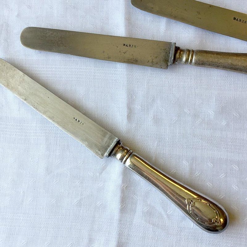 [専用出品]ヨーロッパ刻印あり 小さなシルバーテーブルナイフ3本 専用出品]ヨーロッパ刻印あり 小さなシルバーテーブルナイフ3本