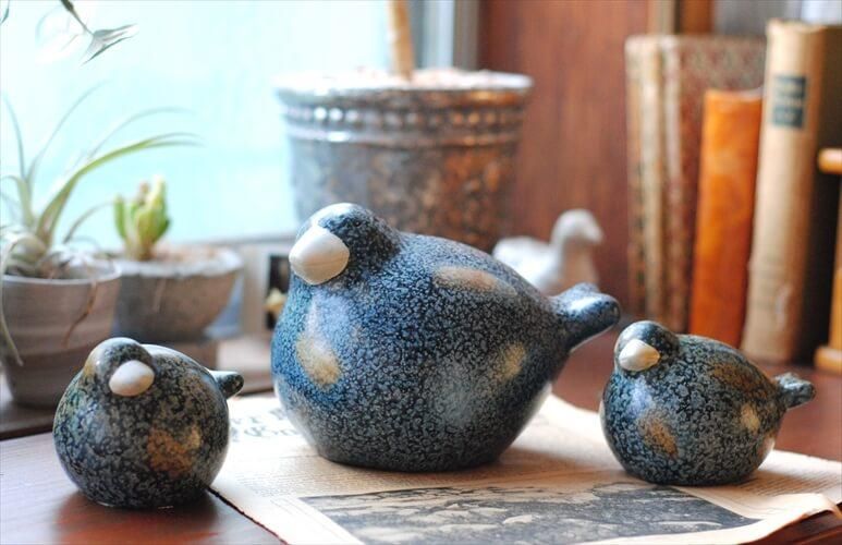 ドイツ製 GILDE かわいい鳥の親子 3体セット 陶器 オブジェ ドイツ製 GILDE かわいい鳥の親子 3体セット 陶器 オブジェ