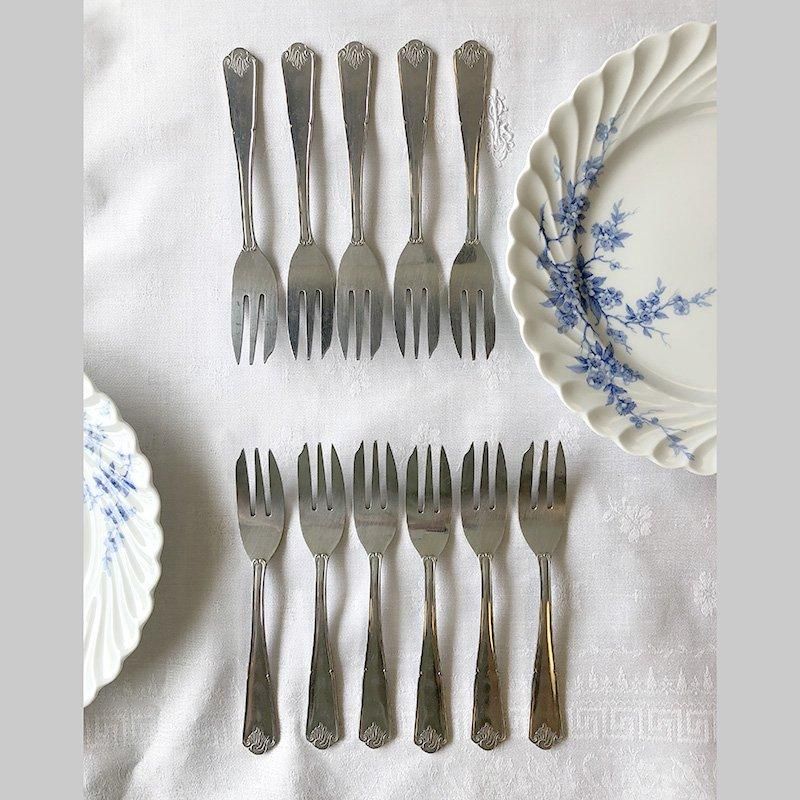 [専用出品] フランスアンティーク デザートフォーク&ナイフ2セット 専用出品] フランスアンティーク デザートフォーク&ナイフ2