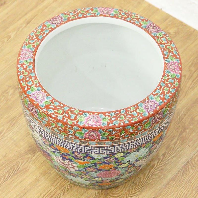 開】明治～大正時代 古伊万里 十錦手 色絵百花繚乱文 火鉢 観葉植物