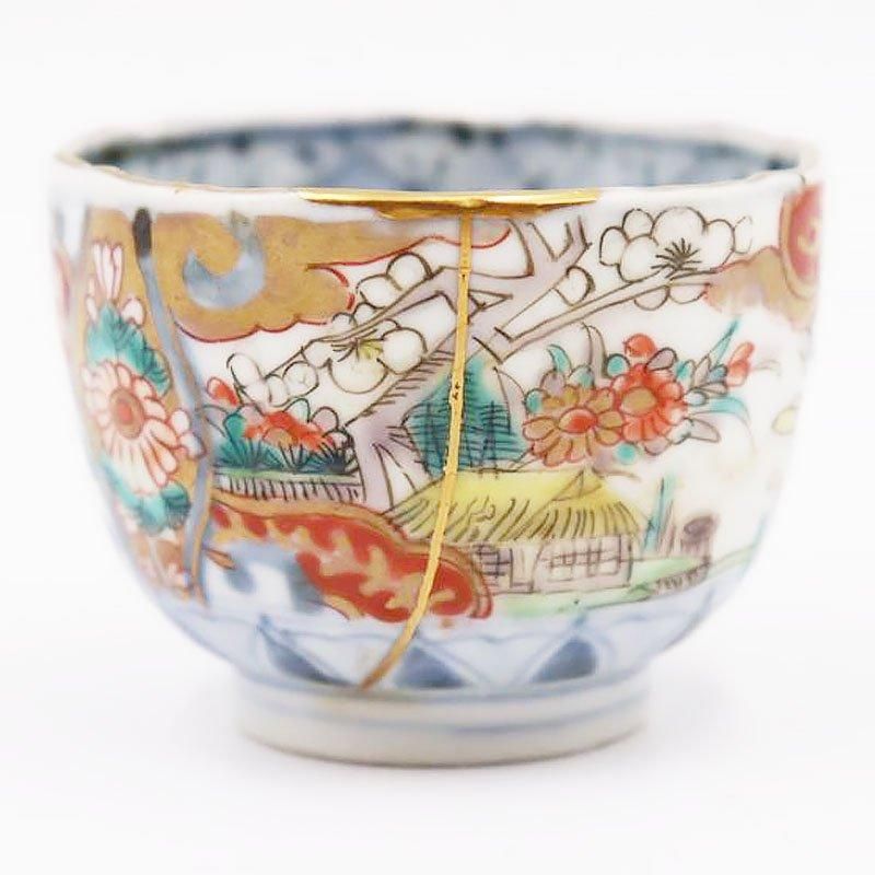 骨董　アンティーク　輸出伊万里　輸出手　金襴手　酒器　猪口　盃　カップ 骨董 アンティーク 輸出伊万里 輸出手 金襴手 酒器 猪口 盃 カップ