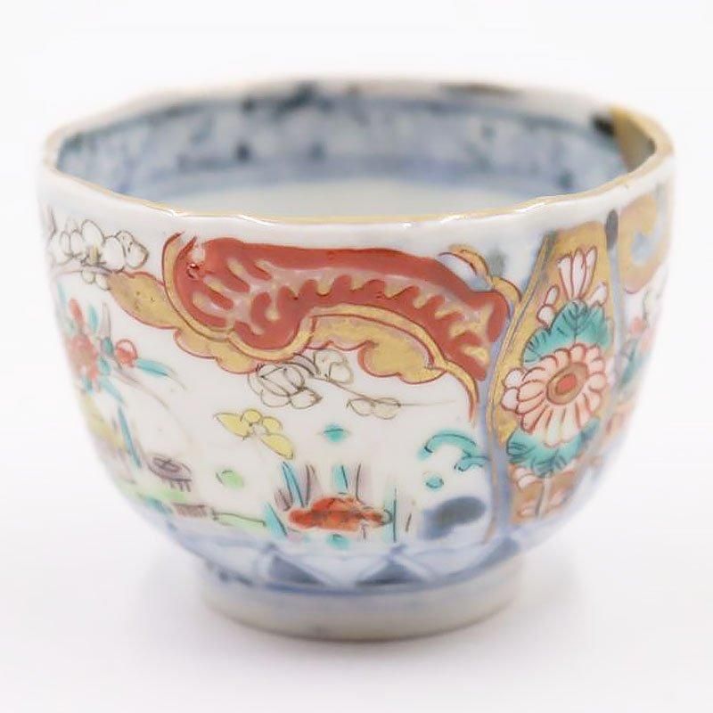 伊万里 手描き色絵 猪口 ぐい呑み アンティーク酒器